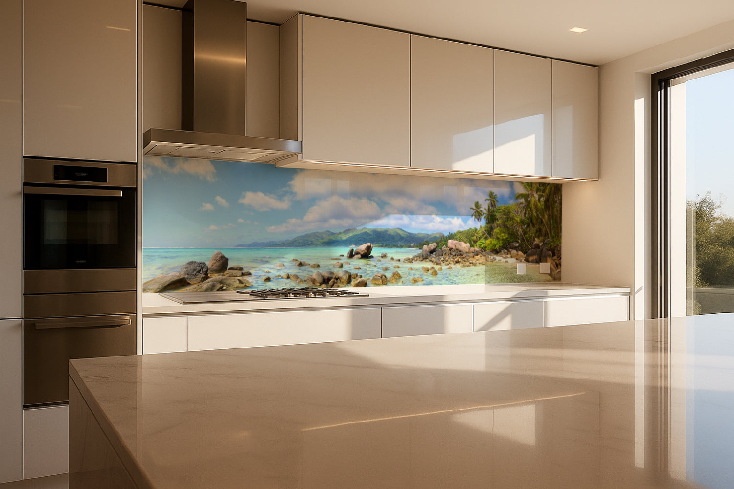 Küchenrückwand Tropischer Strand mit Palmen