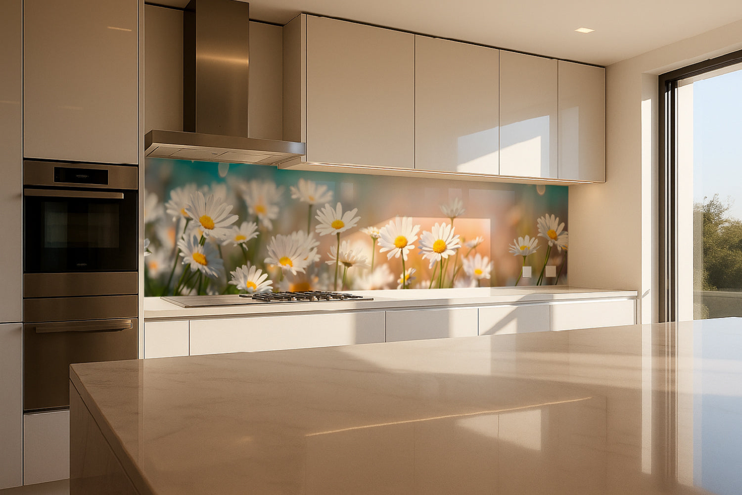 Küchenrückwand Gänseblümchen im Sonnenlicht