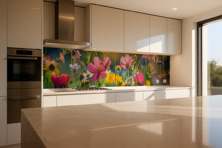 Küchenrückwand Bunte Sommerblumenwiese
