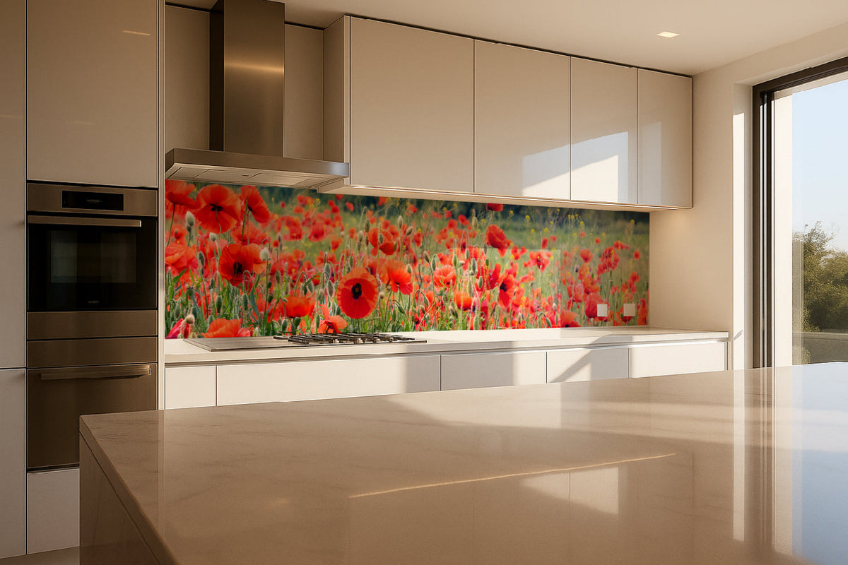 Küchenrückwand Rote Mohnblumenwiese