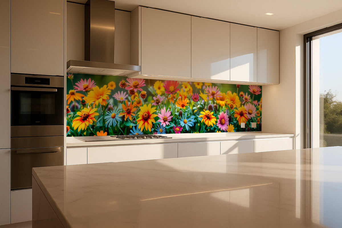 Küchenrückwand Bunte Blumenwiese
