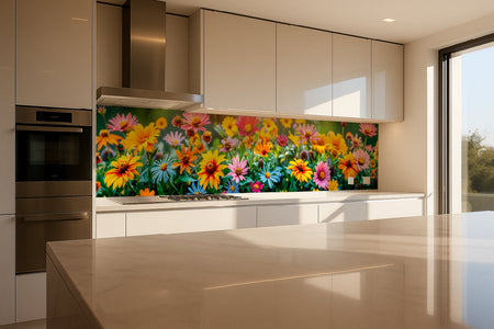 Küchenrückwand Bunte Blumenwiese