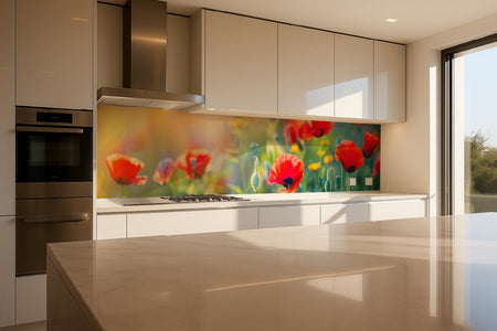 Küchenrückwand Mohnblumen im Sonnenlicht