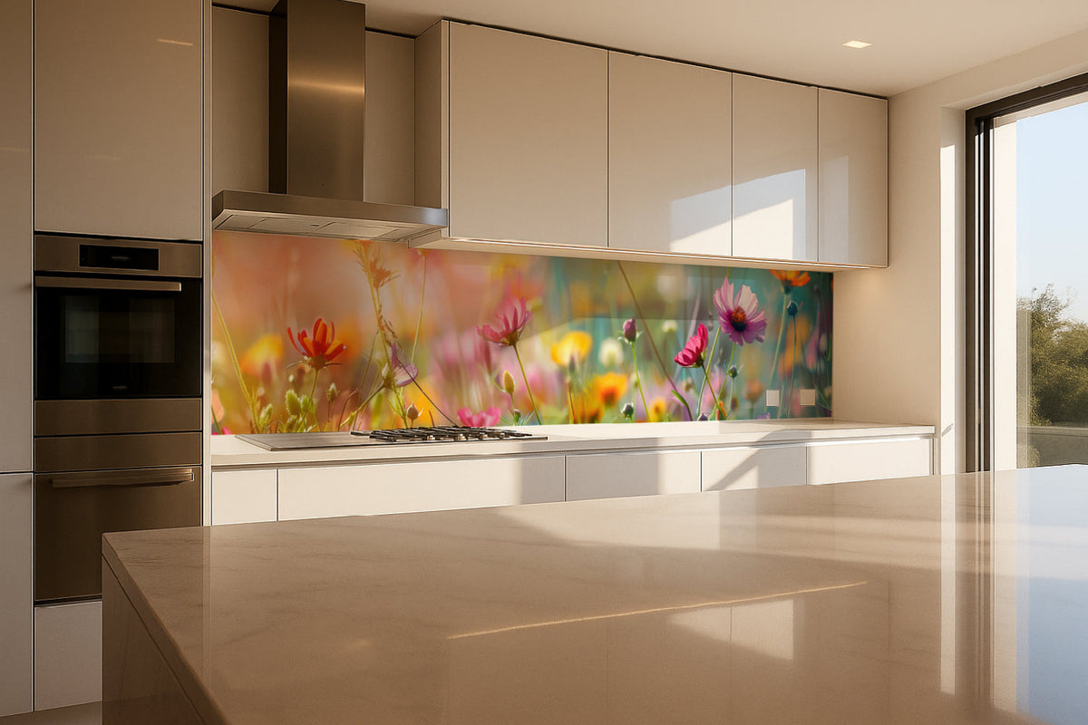 Küchenrückwand Bunte Blumenwiese