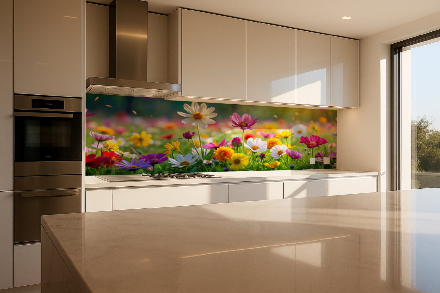 Küchenrückwand Bunte Frühlingswiese