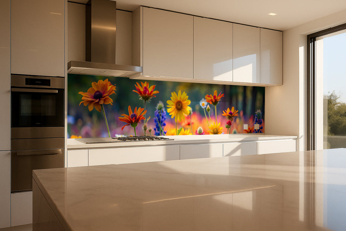 Küchenrückwand Bunte Sommerblumen