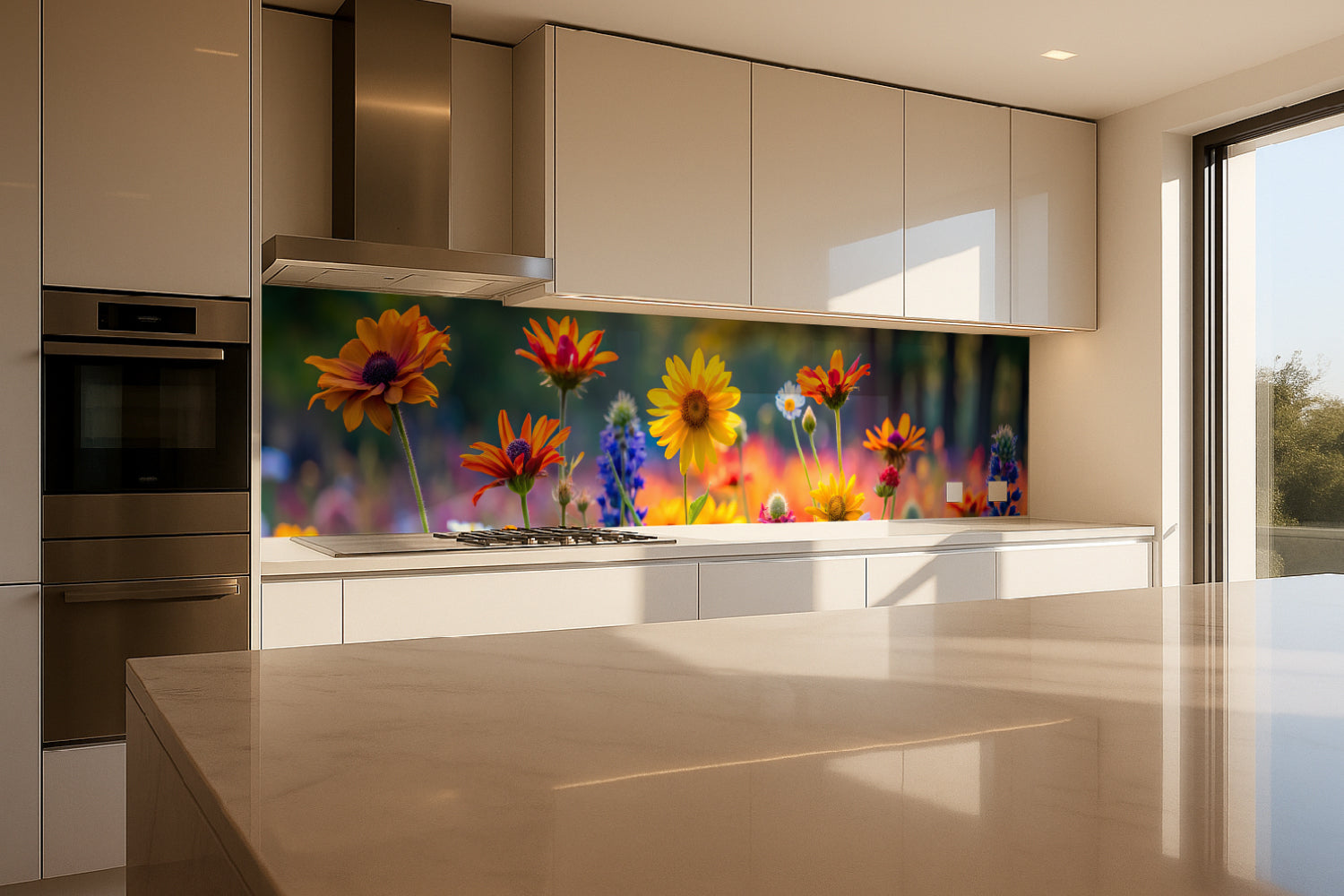 Küchenrückwand Bunte Sommerblumen