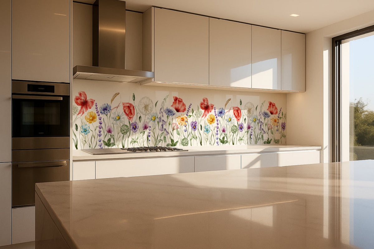 Küchenrückwand Blumen Aquarell