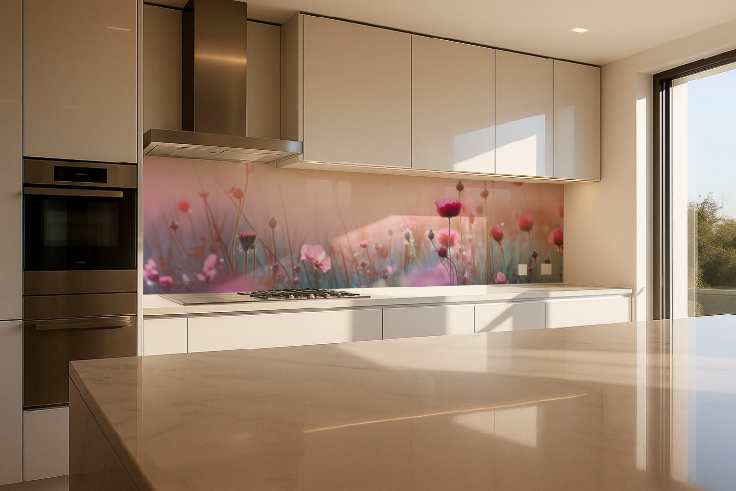Küchenrückwand Pastellfarben Blumenfeld