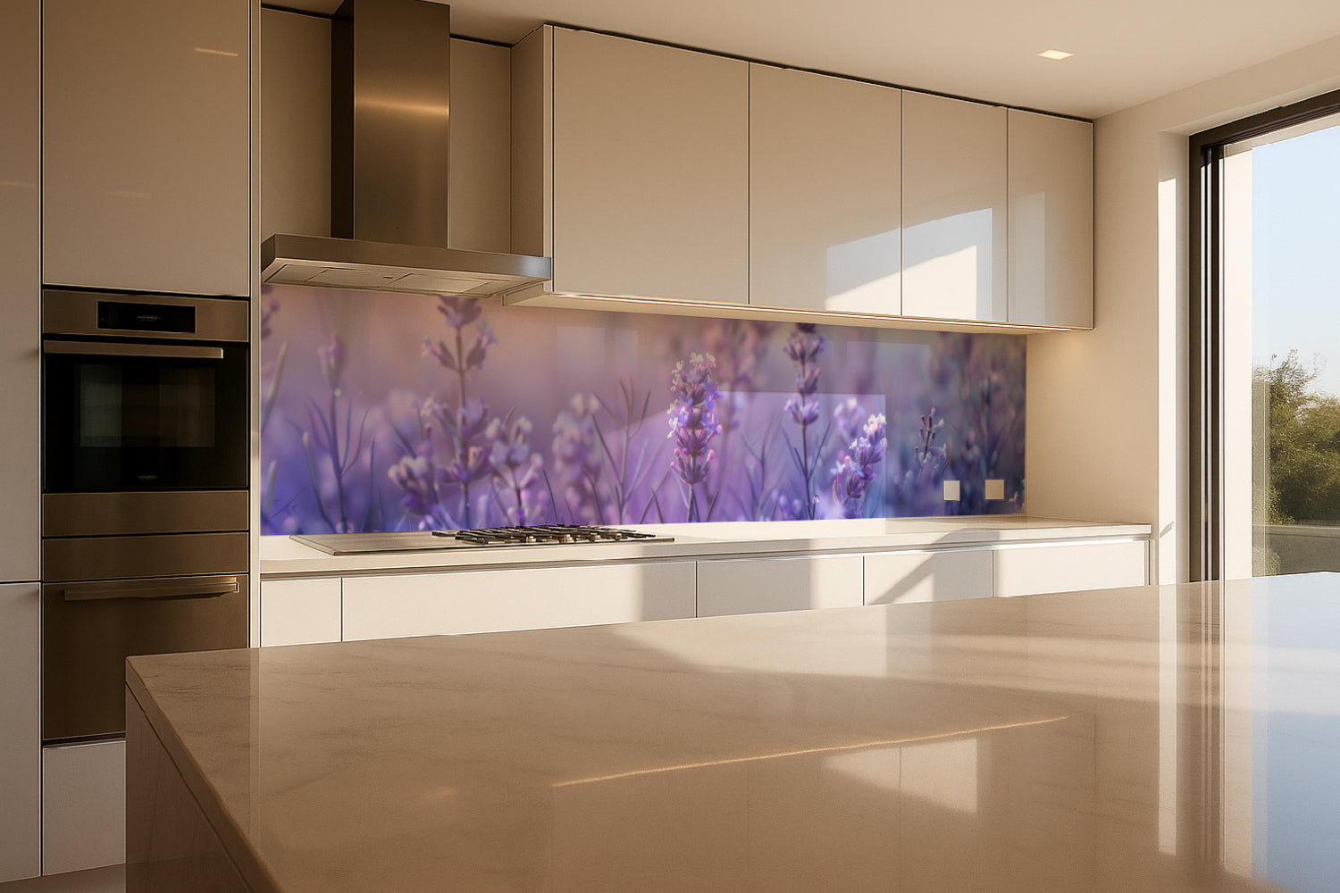 Küchenrückwand Lavendel in Pastellfarben