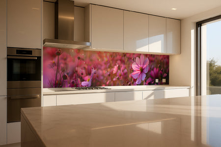 Küchenrückwand Frühlingsblumen Rosa