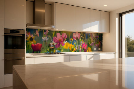 Küchenrückwand Bunte Blumenwiese