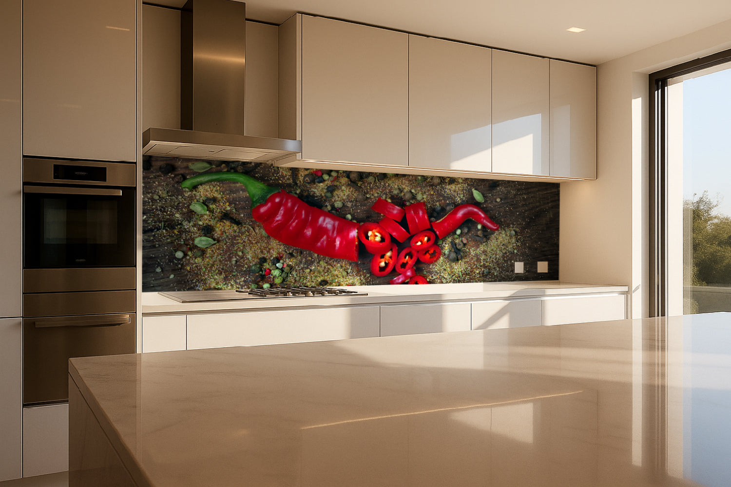 Küchenrückwand Chili und Gewürze
