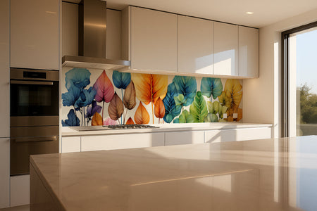 Küchenrückwand Bunte Blätter Aquarell