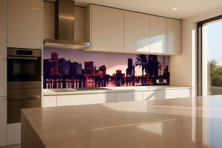 Küchenrückwand Stadt mit Palmen