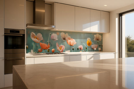 Küchenrückwand Pastell Mohnblumen