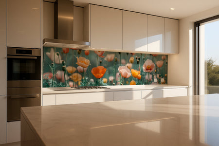 Küchenrückwand Mohnblumen Pastell