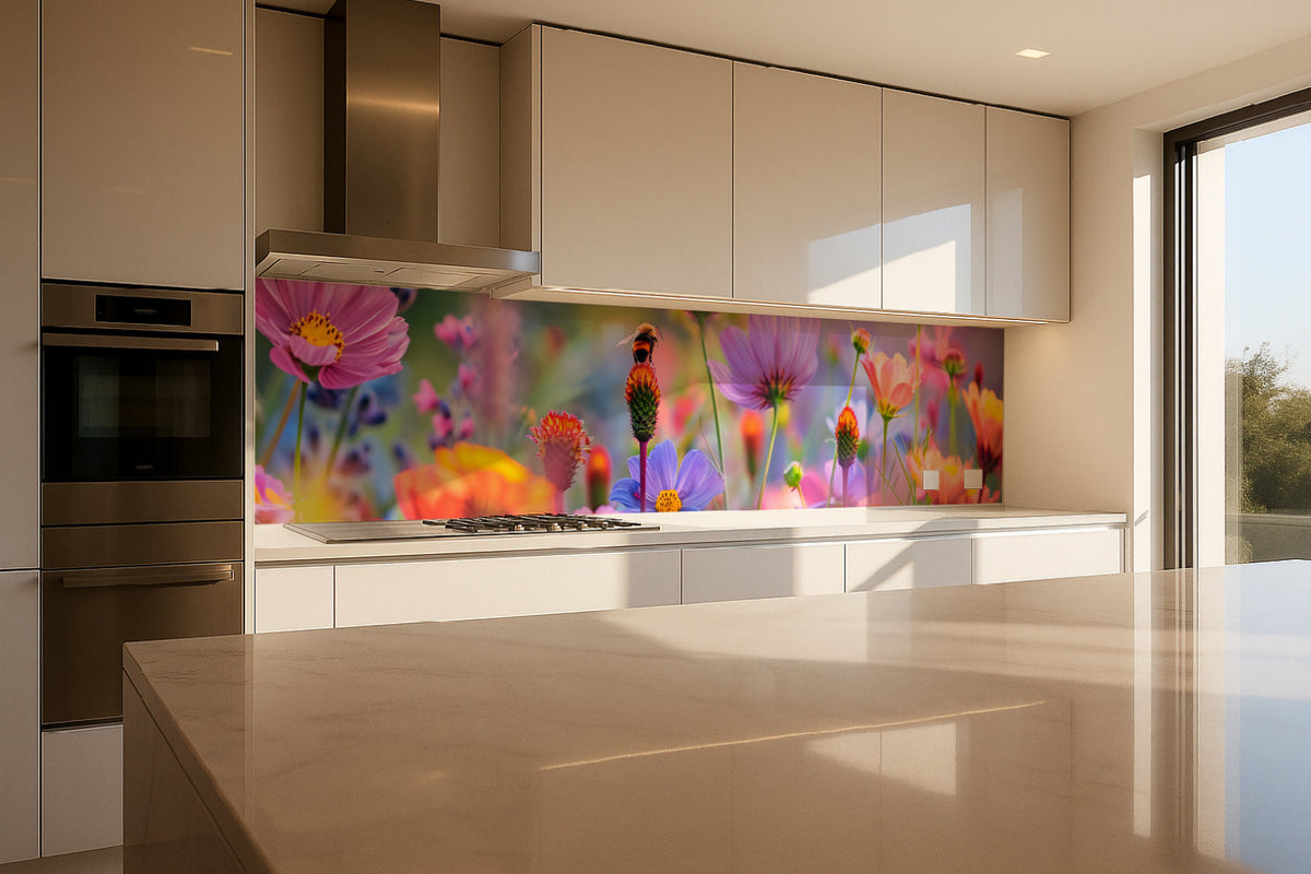 Küchenrückwand Bunte Blumenwiese