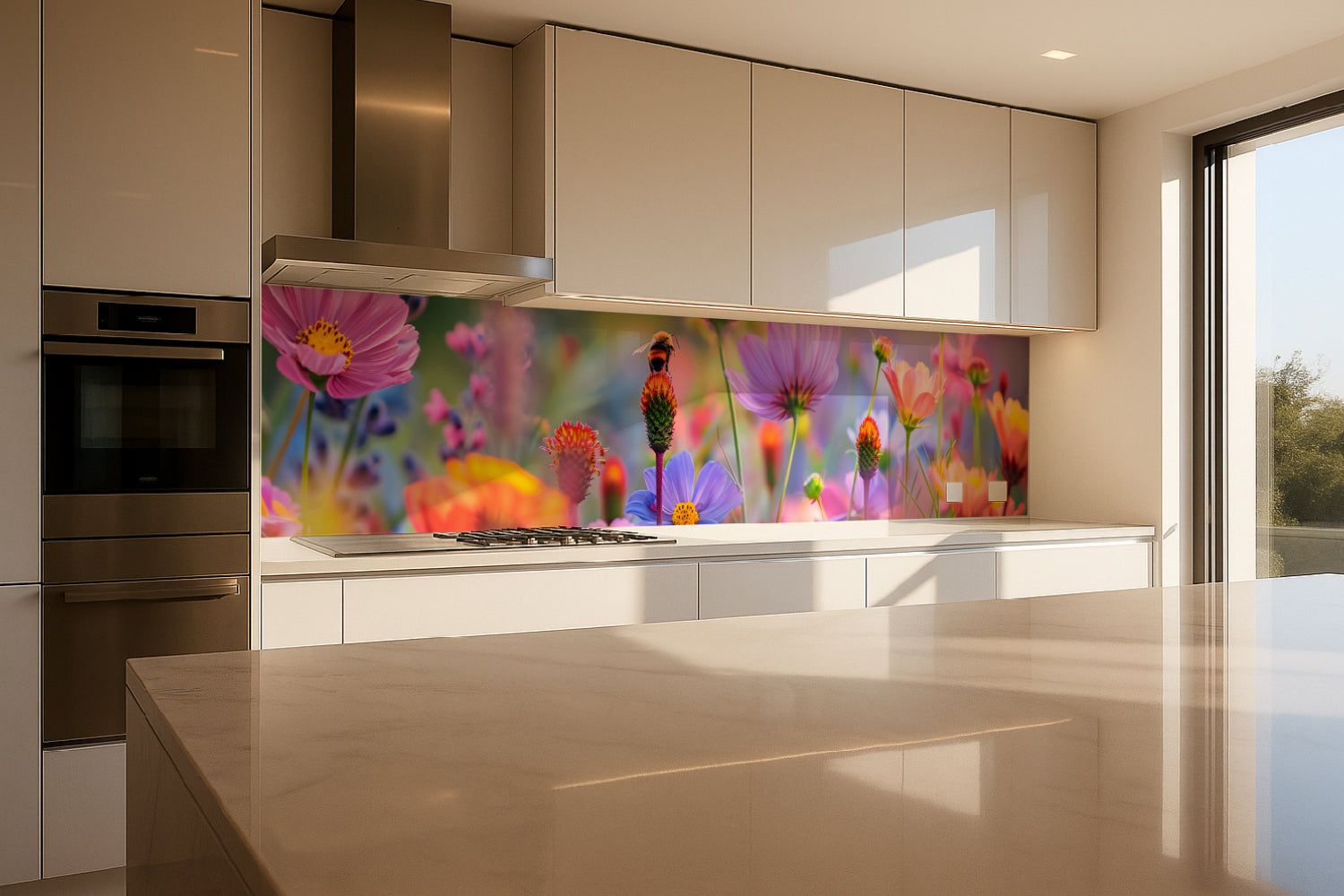 Küchenrückwand Bunte Blumenwiese