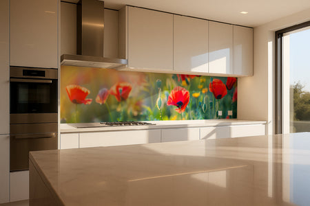 Küchenrückwand Mohnblumen im Sonnenlicht