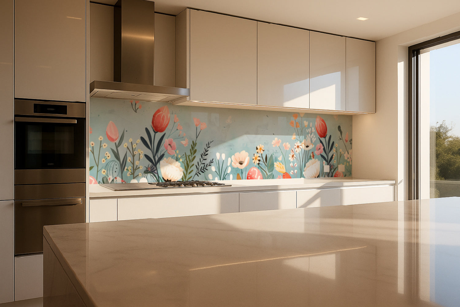 Küchenrückwand Blumen Aquarell