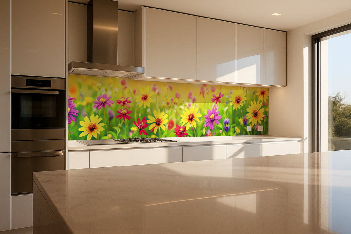 Küchenrückwand Bunte Blumenwiese