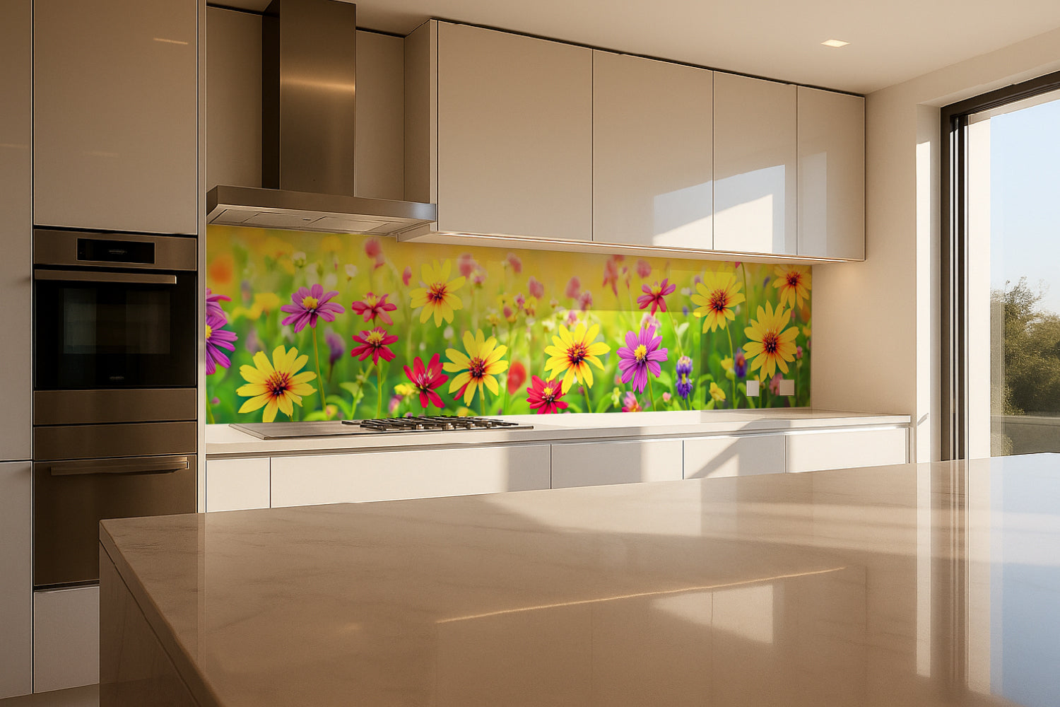 Küchenrückwand Bunte Blumenwiese