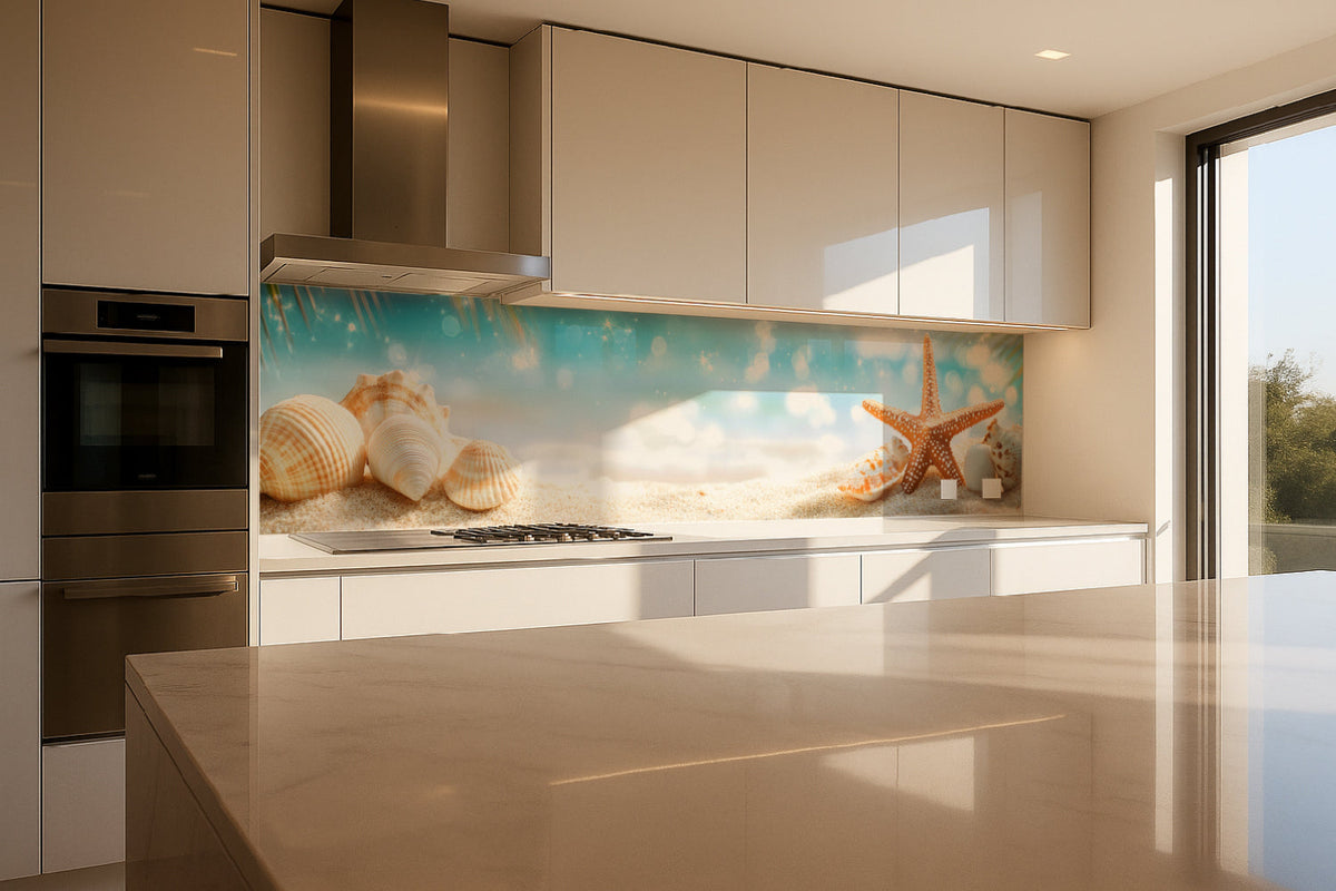 Küchenrückwand Strand mit Muscheln