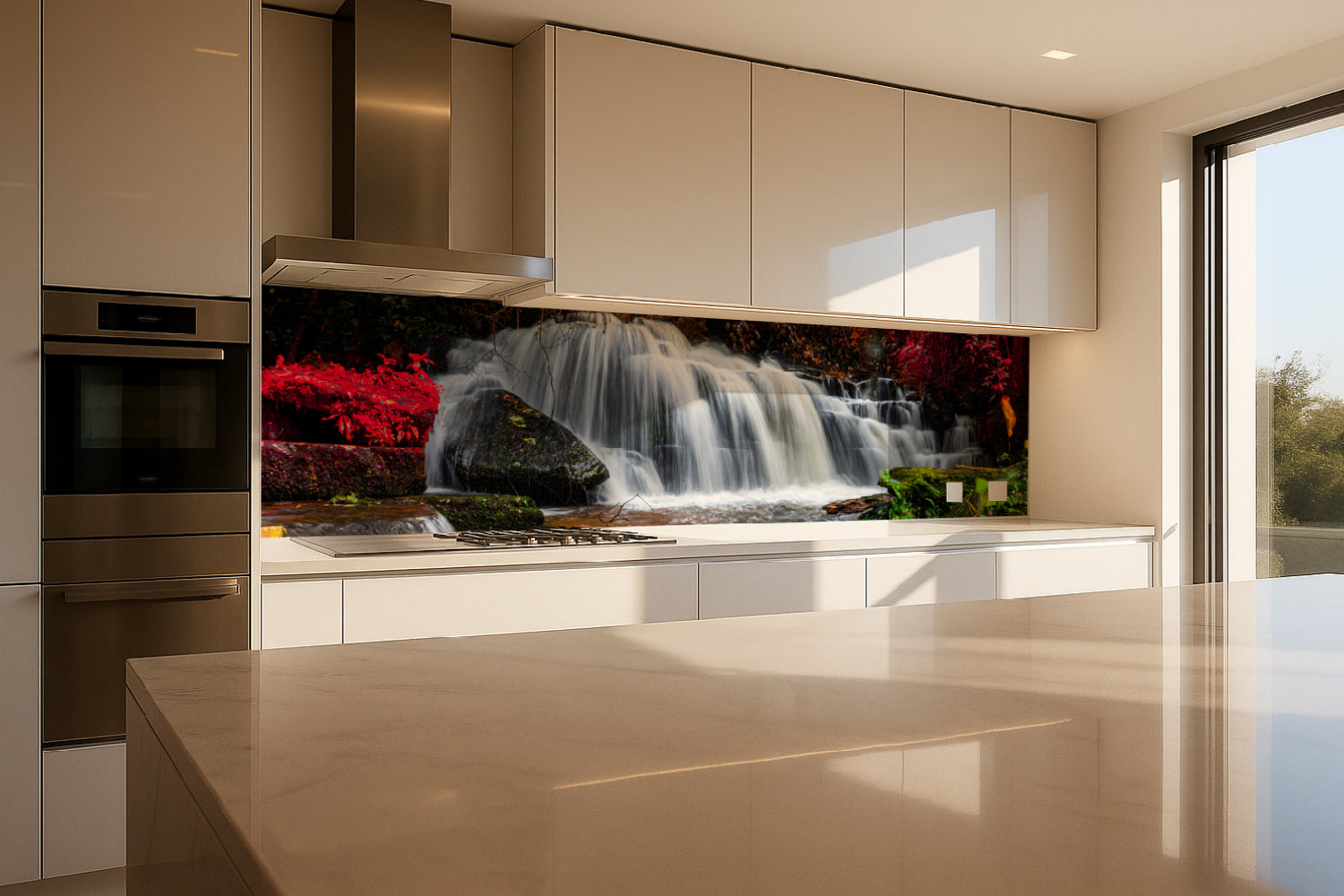 Küchenrückwand Wasserfall im Herbstwald