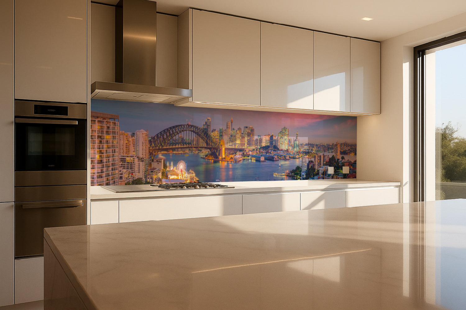 Küchenrückwand Skyline bei Sonnenuntergang