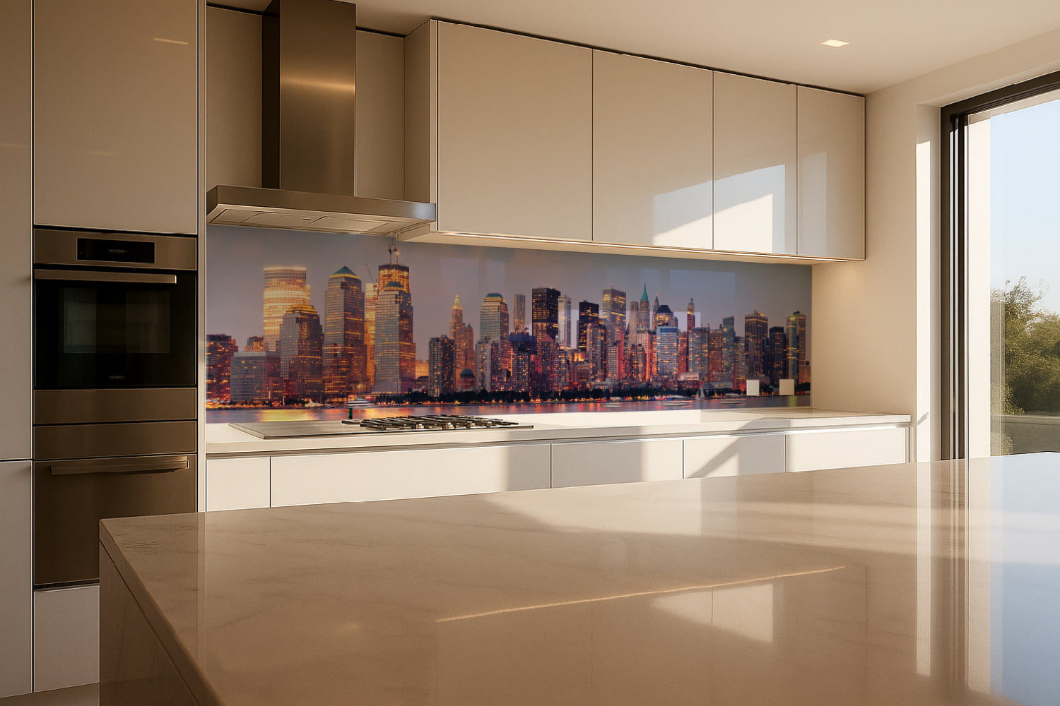 Küchenrückwand Skyline bei Sonnenuntergang