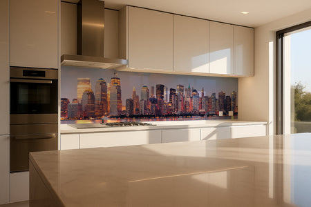 Küchenrückwand Skyline bei Sonnenuntergang