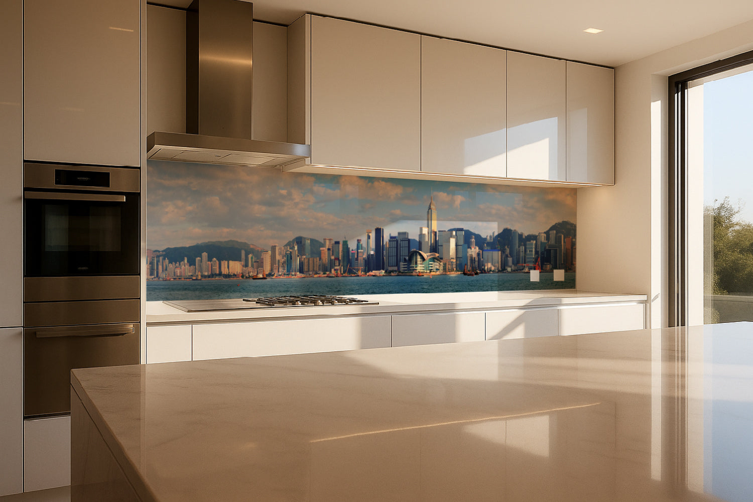 Küchenrückwand Skyline am Meer