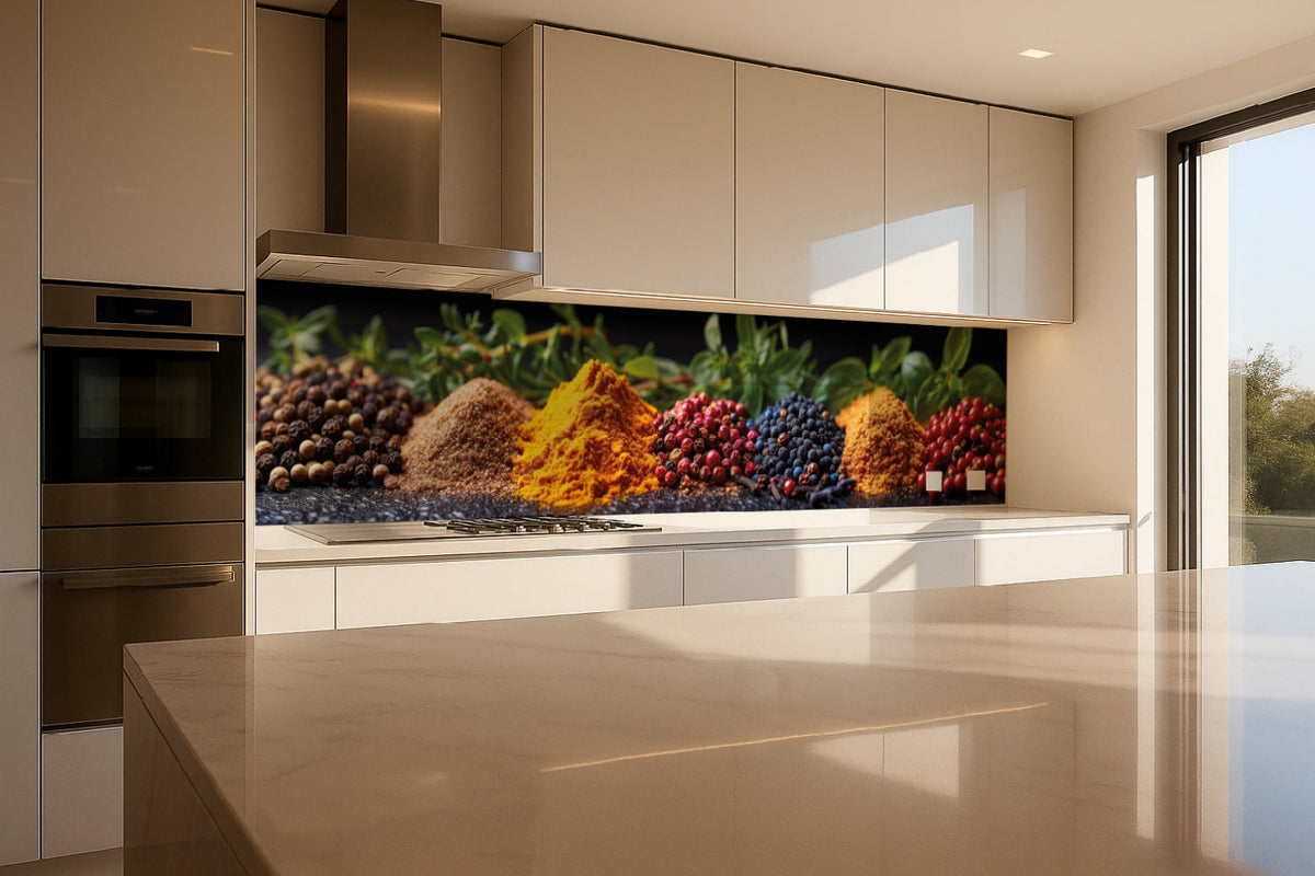 Küchenrückwand Bunte Gewürze und Kräuter