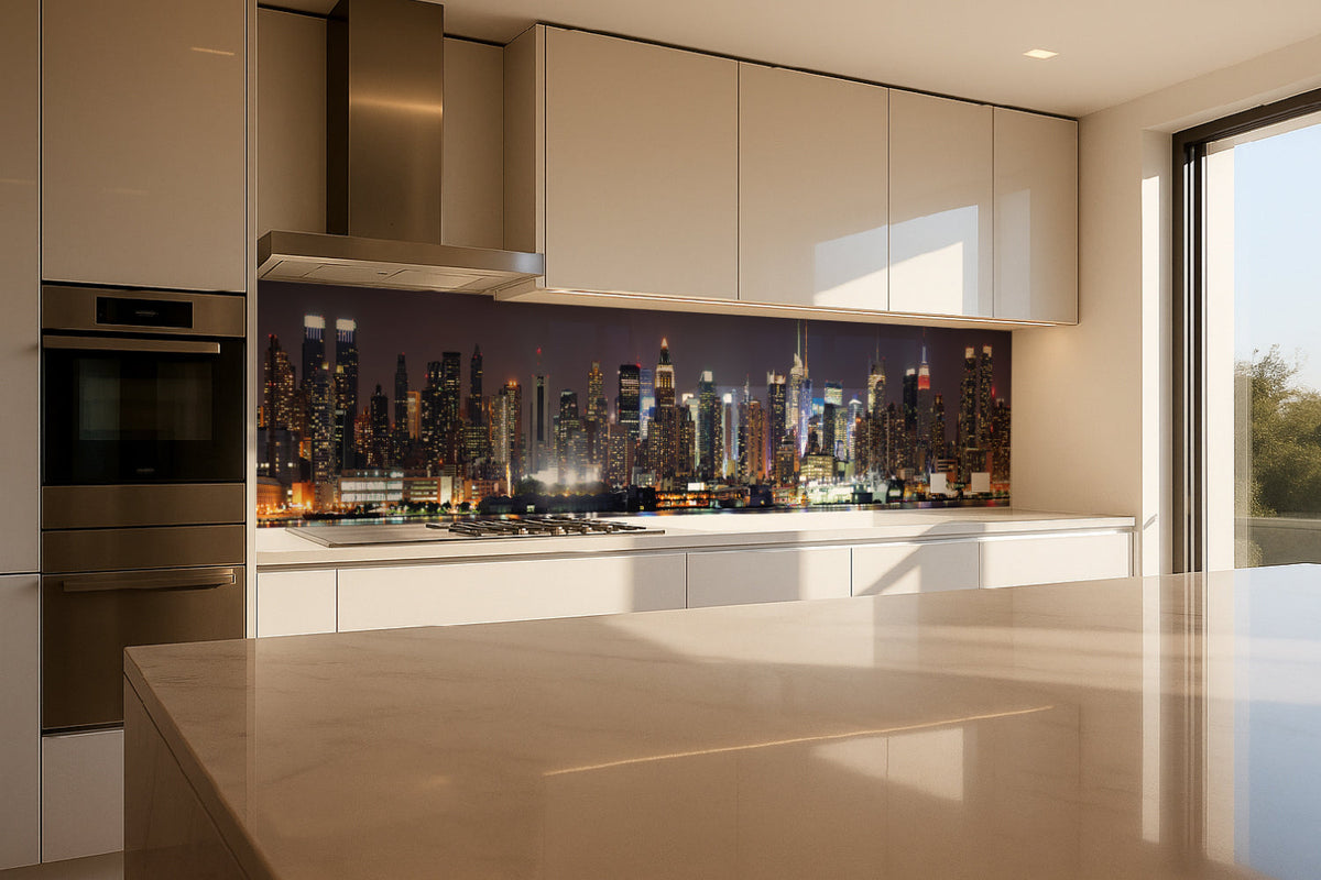 Küchenrückwand Skyline bei Nacht