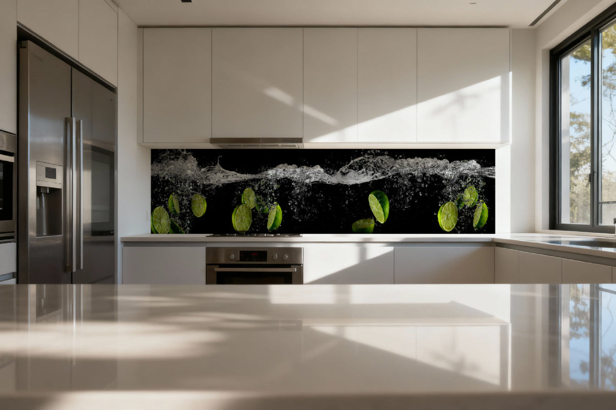 Küchenrückwand Limetten im Wasser