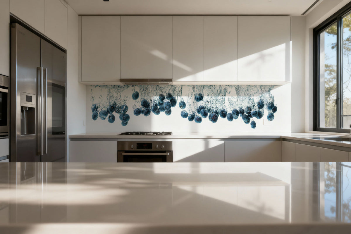 Küchenrückwand Blaubeeren im Wasser