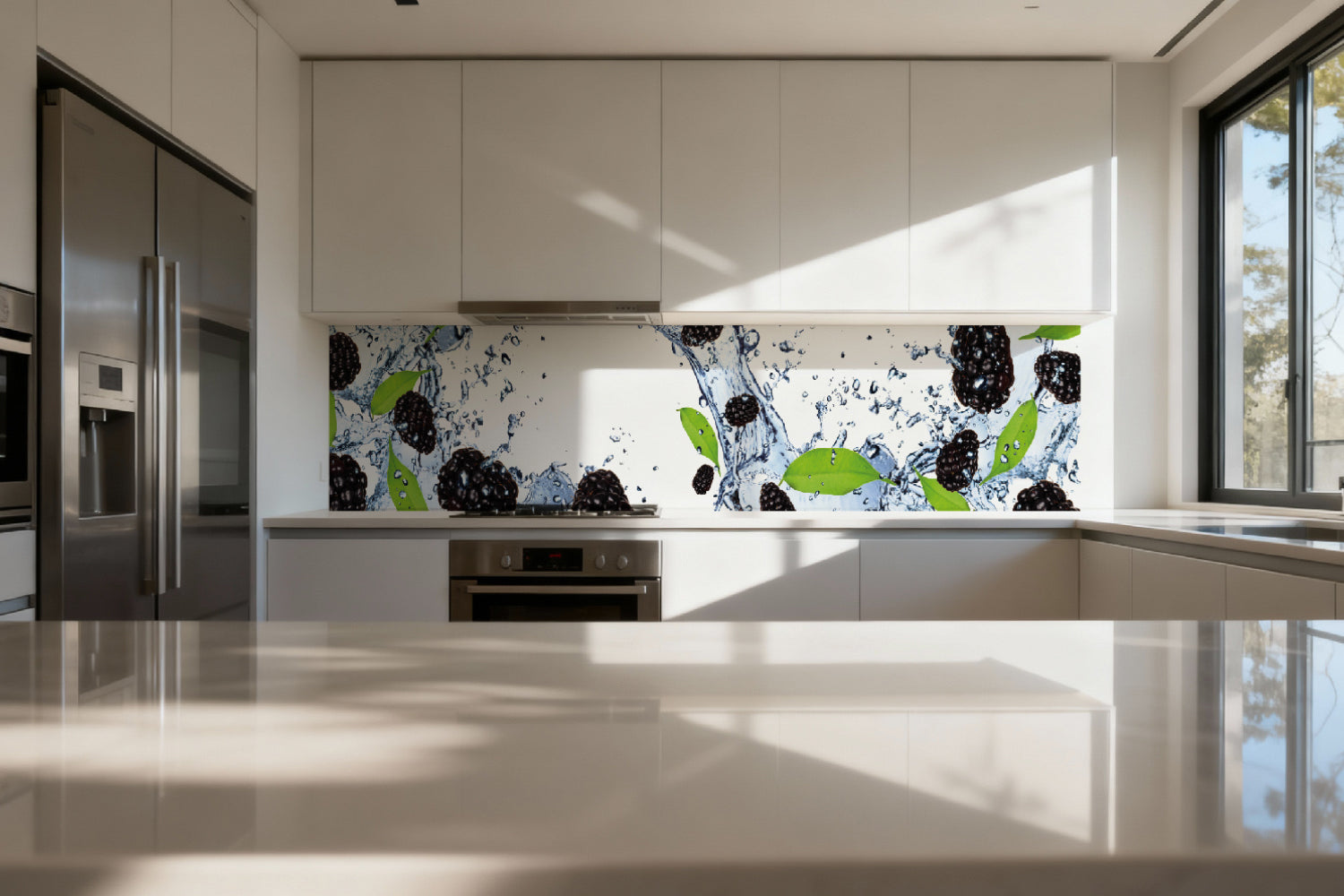 Küchenrückwand Brombeeren im Wasser