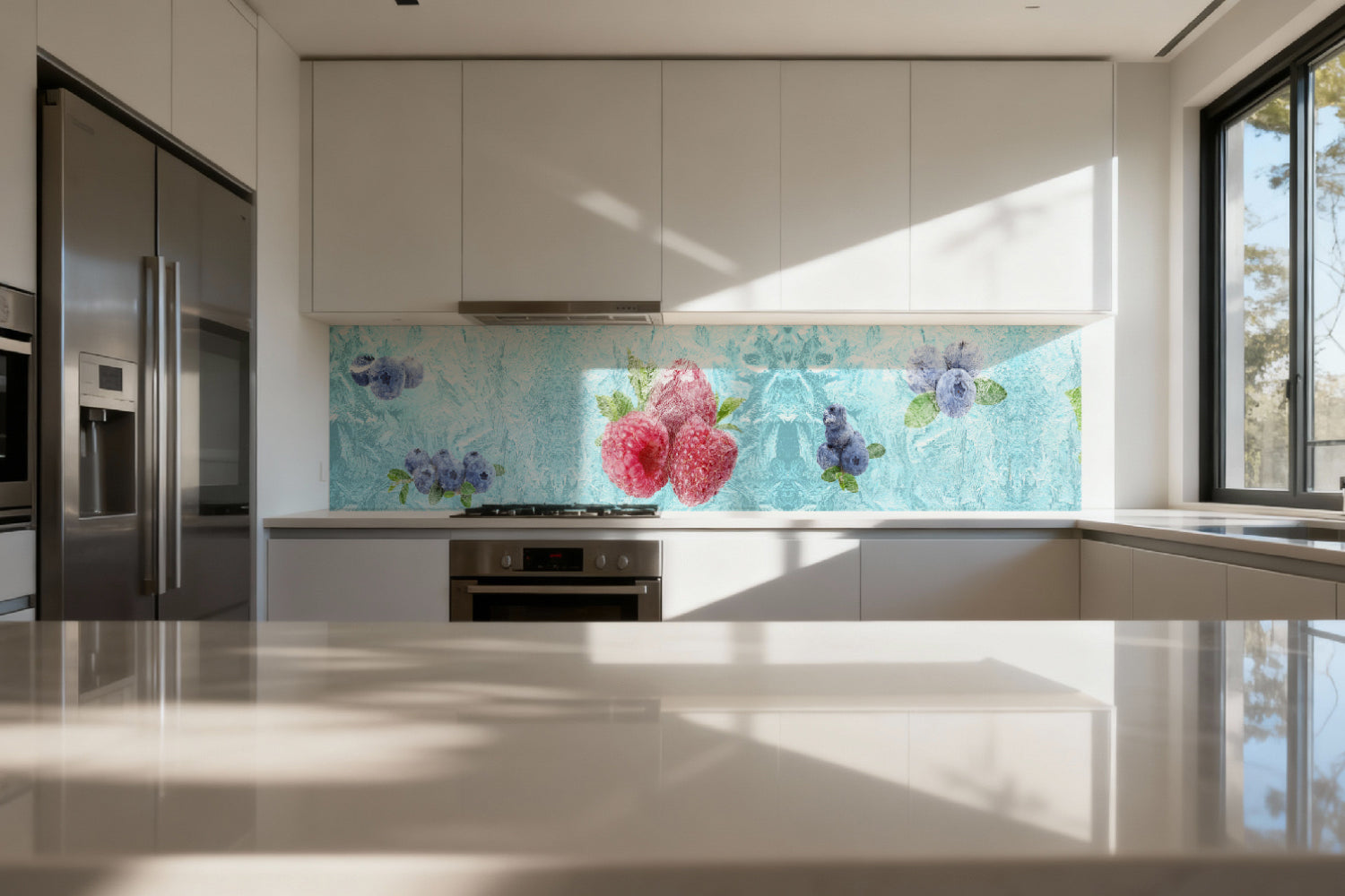 Küchenrückwand Himbeeren & Blaubeeren