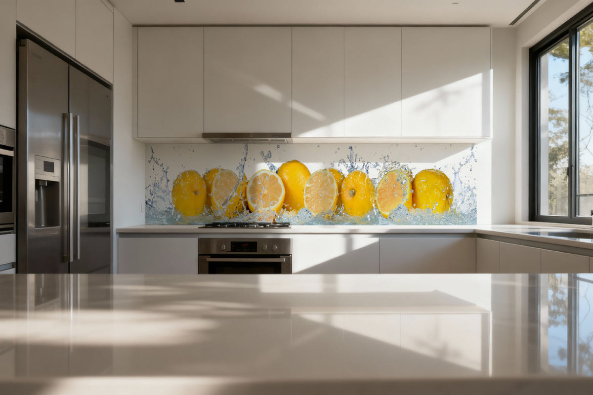 Küchenrückwand Zitronen Splash