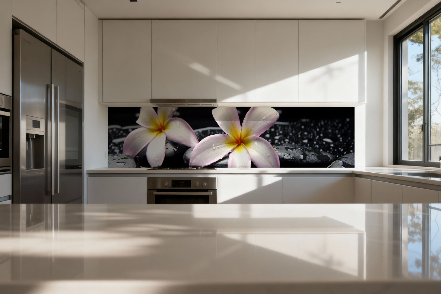 Küchenrückwand Spa Blüten Schwarz