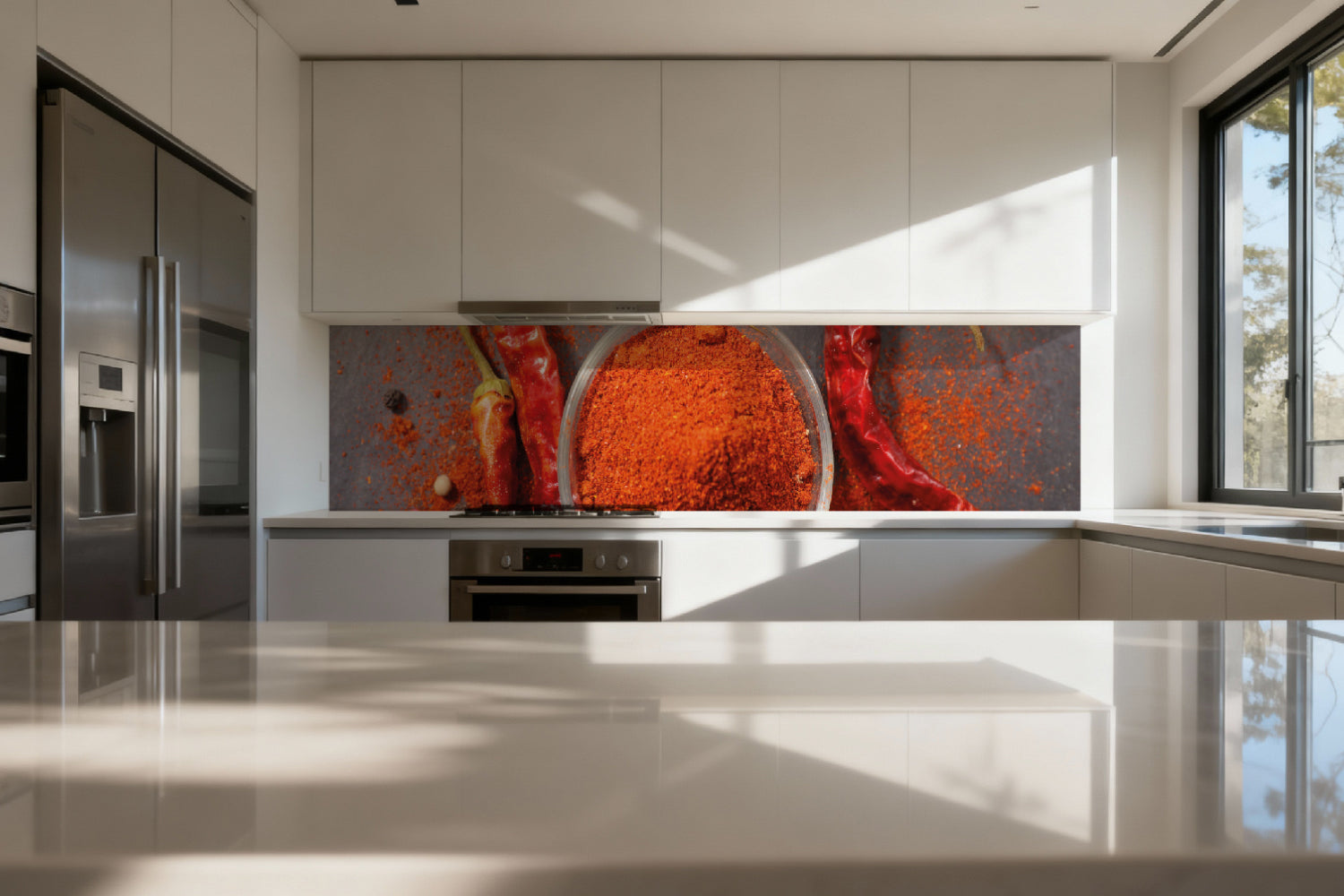 Küchenrückwand Chili und Gewürze