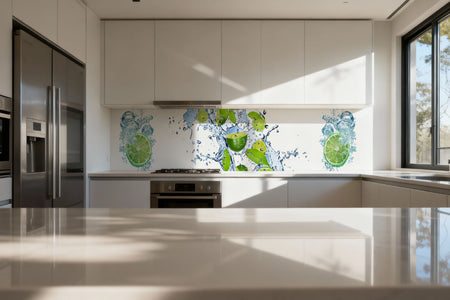 Küchenrückwand Limette und Wassertropfen