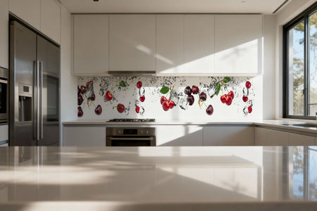 Küchenrückwand Kirschen mit Eiswasser