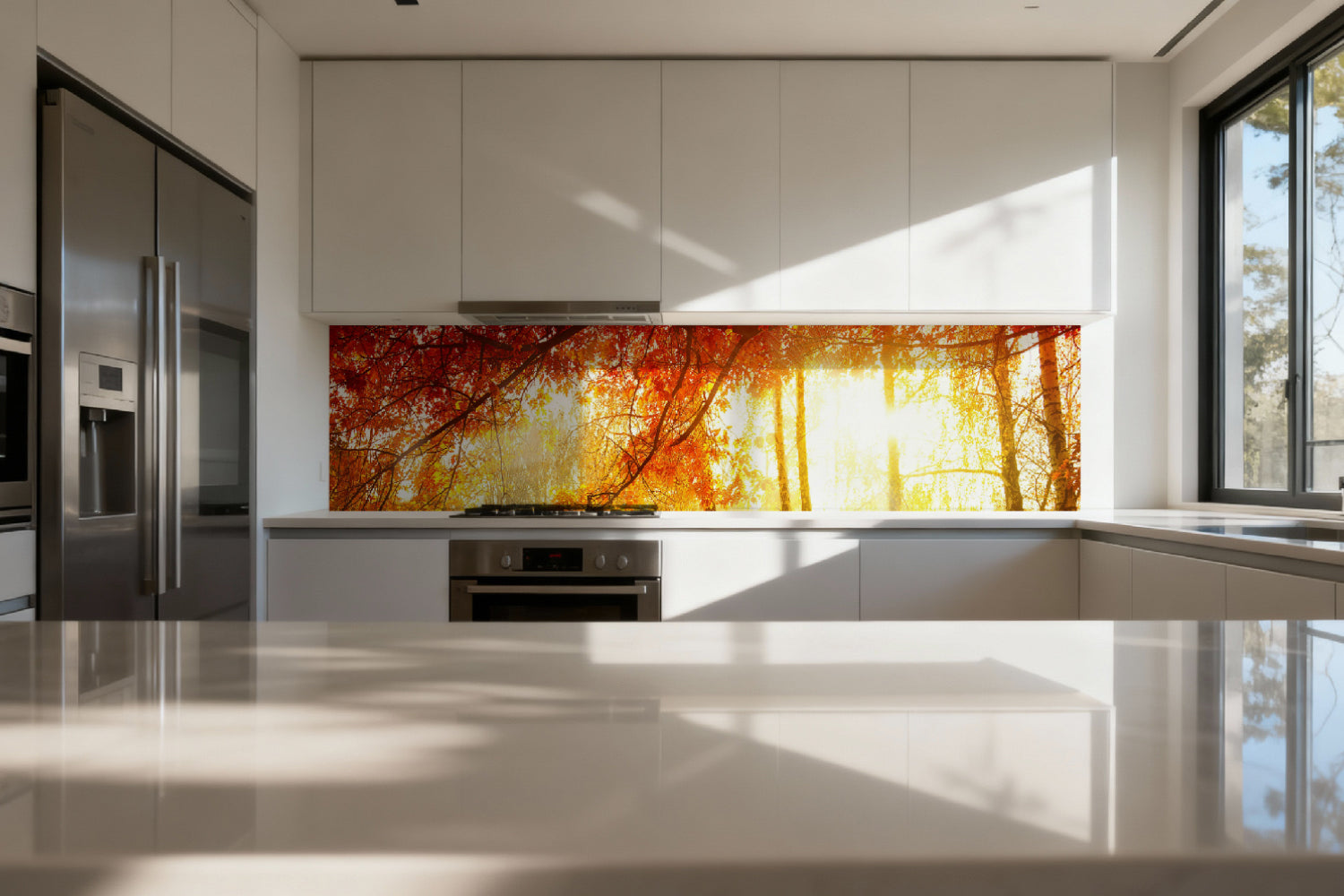 Küchenrückwand Herbstwald im Licht