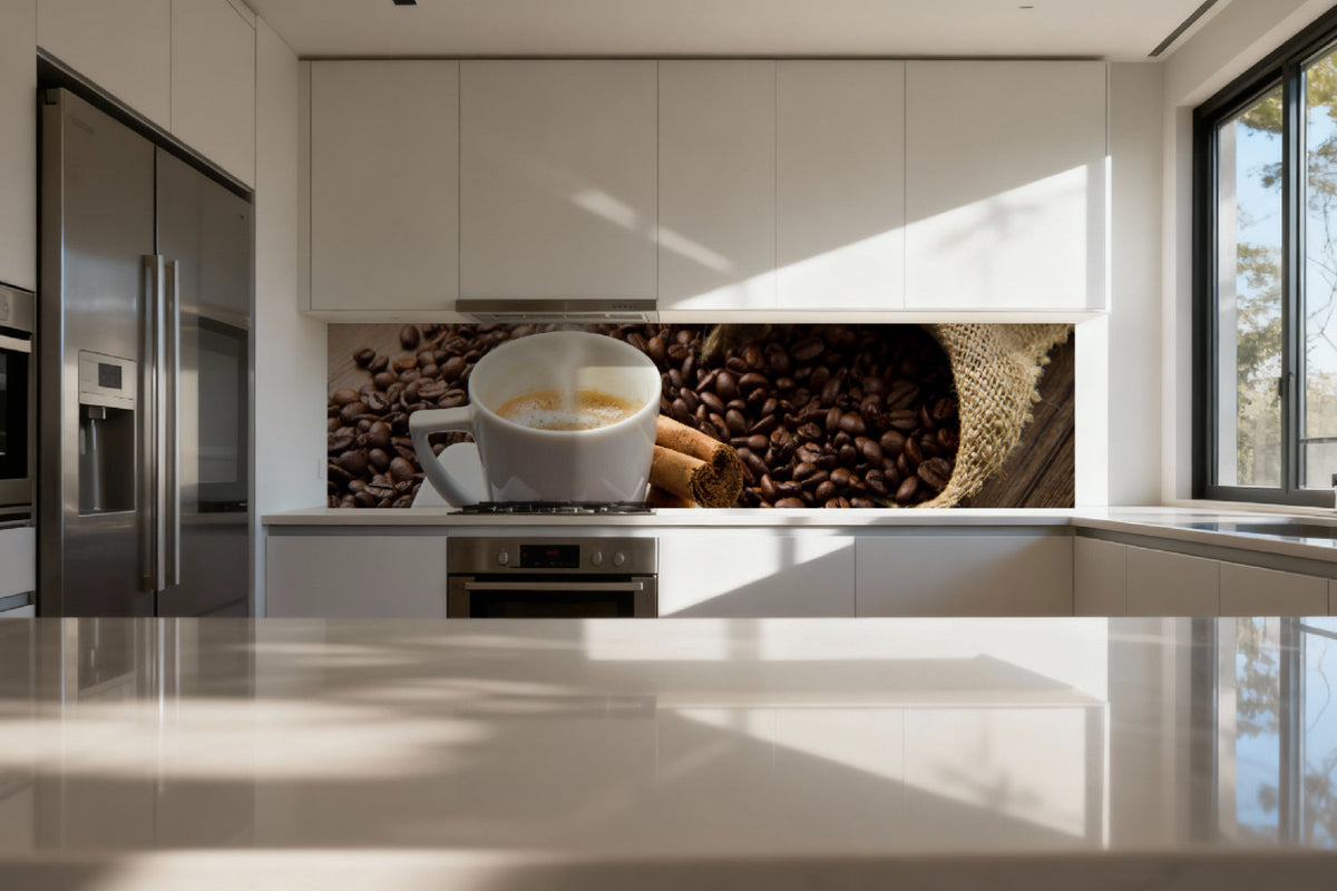 Küchenrückwand Espresso & Bohnen
