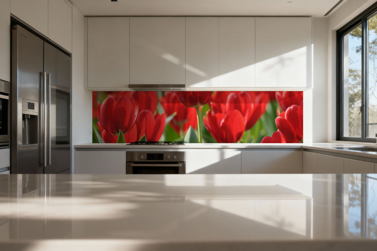 Küchenrückwand Rote Tulpen
