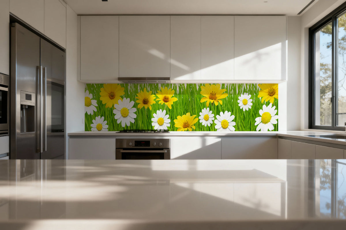 Küchenrückwand mit Blumenmotiv