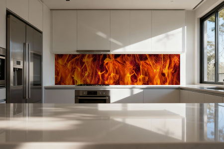 Küchenrückwand mit Feueroptik