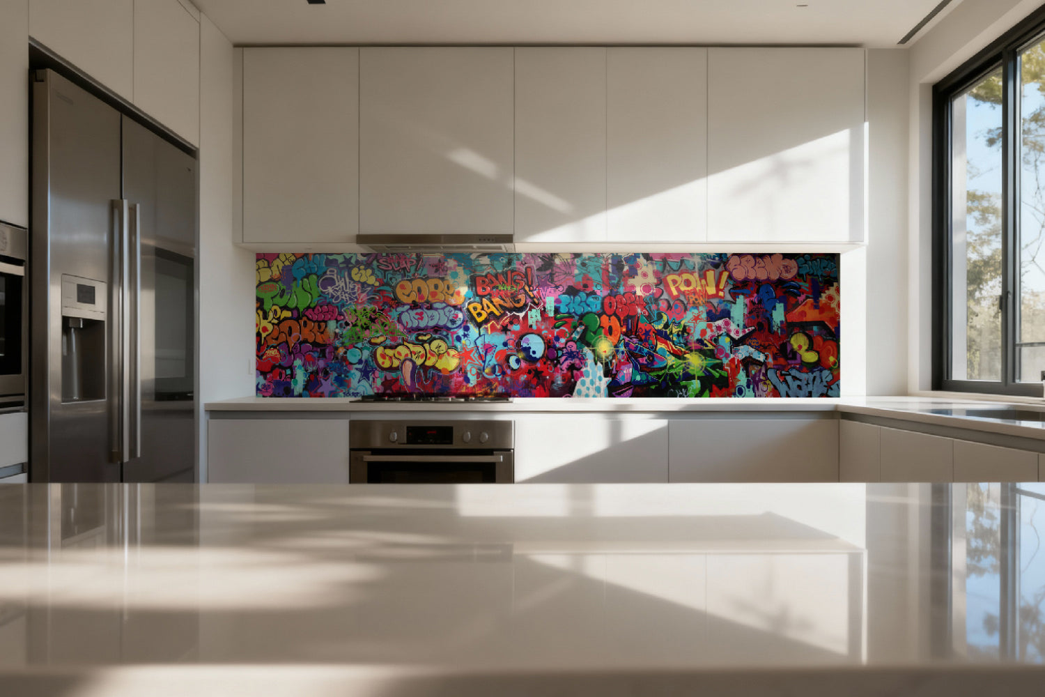 Küchenrückwand mit Graffiti